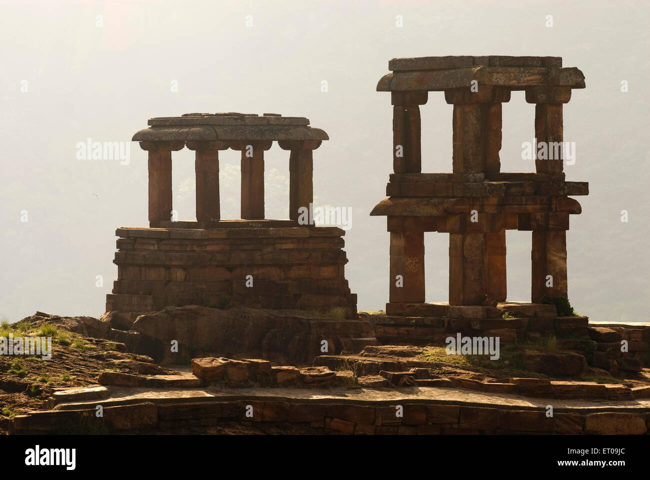 Le torri di guardia in north fort VII secolo ; Badami ; Karnataka ; India Foto Stock