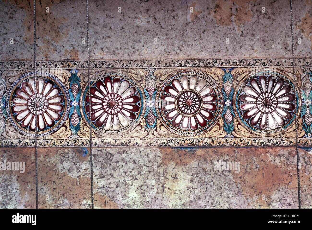 Piastrelle di parete, Thirumalai Nayak palazzo, Madurai ; Tamil Nadu ; India, asia Foto Stock