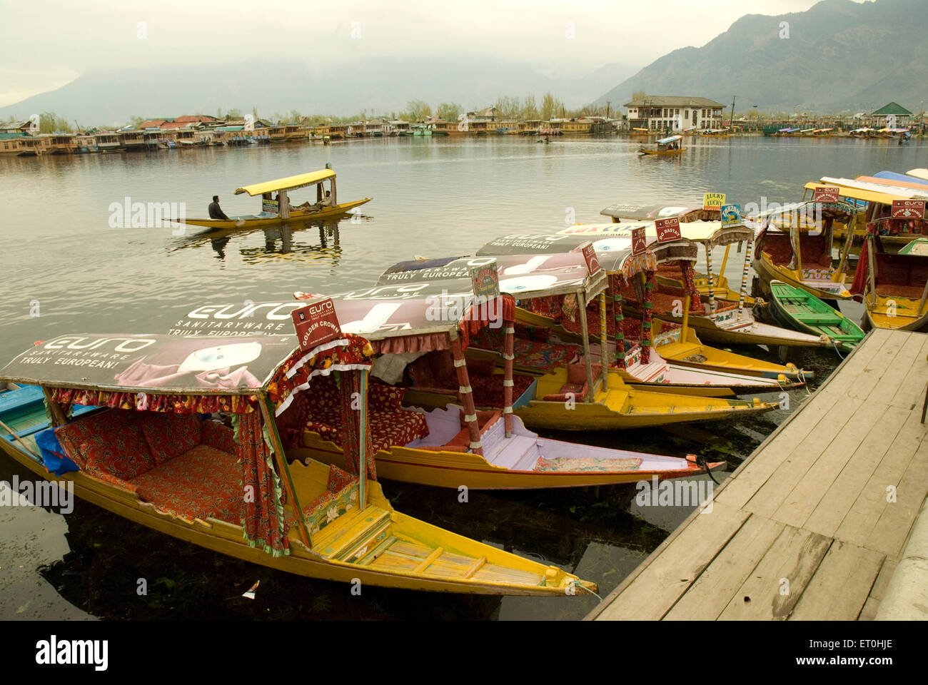 Shikaras al Lago Srinagar Jammu e Kashmir India Asia Foto Stock