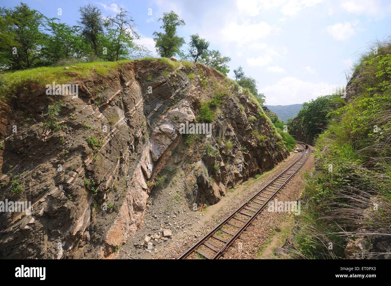 Linea ferroviaria ; binario ferroviario ; Goram Ghat ; Kachhbali ; svincolo di Marwar ; Palo ; Rajasthan ; India Foto Stock
