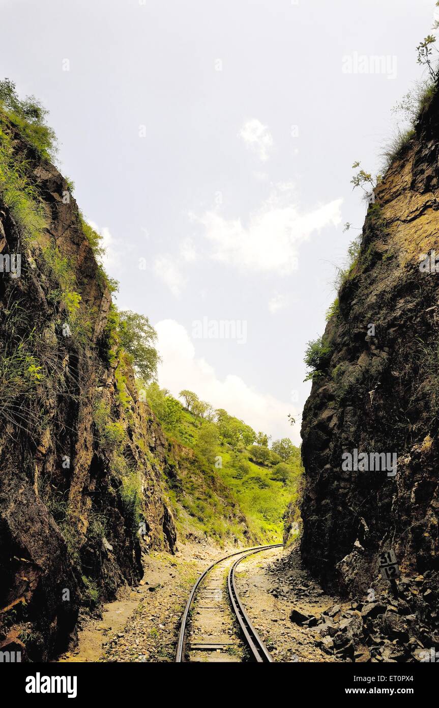 Linea ferroviaria ; binario ferroviario ; Goram Ghat ; Kachhbali ; svincolo di Marwar ; Palo ; Rajasthan ; India Foto Stock