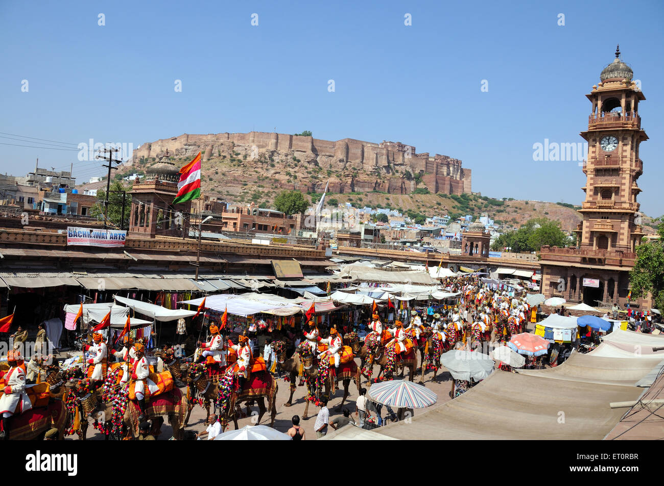 Camel parata del festival di marwar ; Jodhpur ; Rajasthan ; India Foto Stock