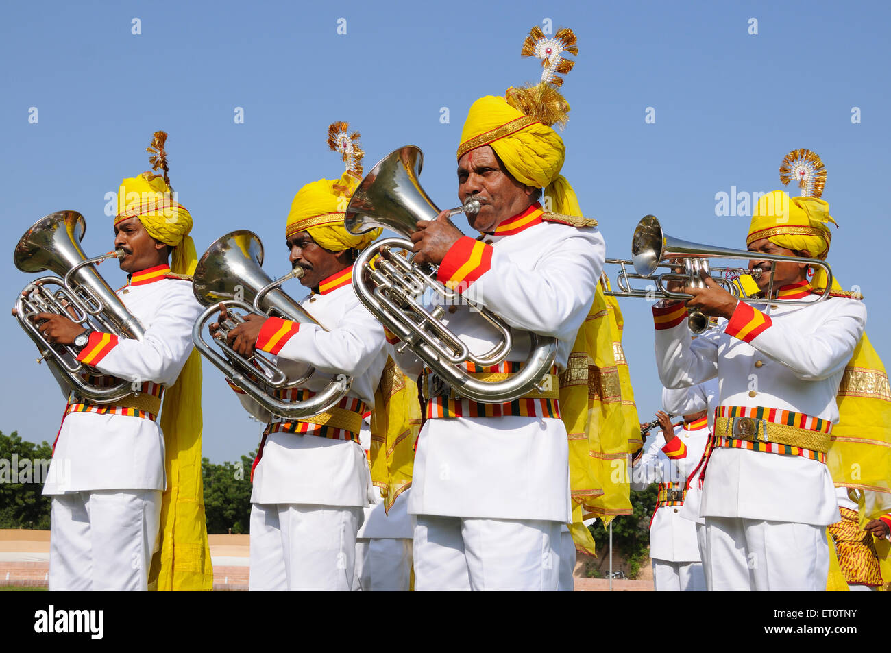 Rajasthani banda tradizionale gruppo ; Rajasthan ; India Foto Stock