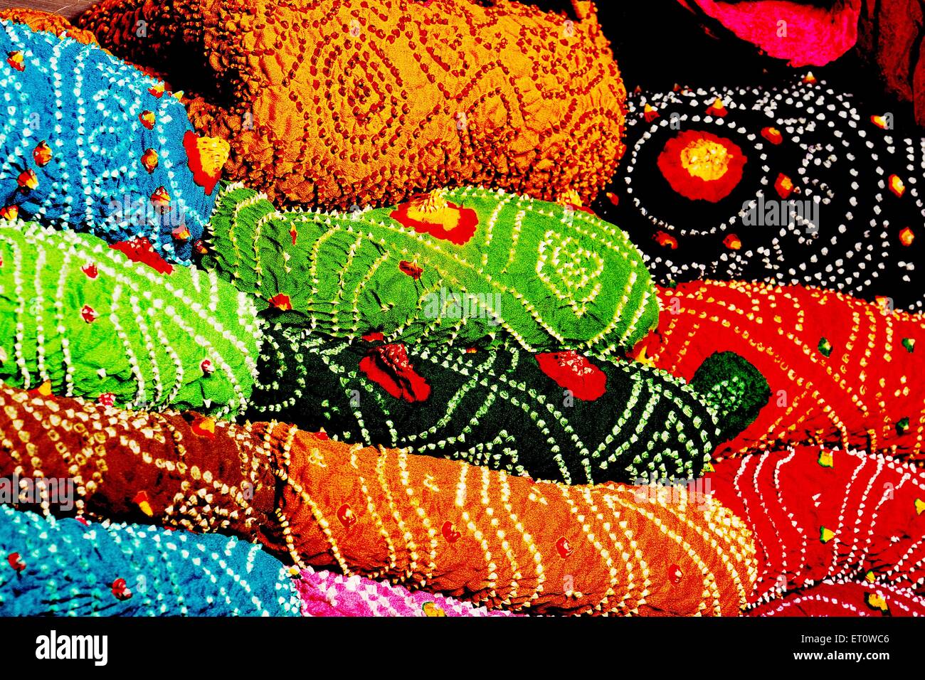 Rajasthani tessili bandhej Rajasthan in India Foto Stock