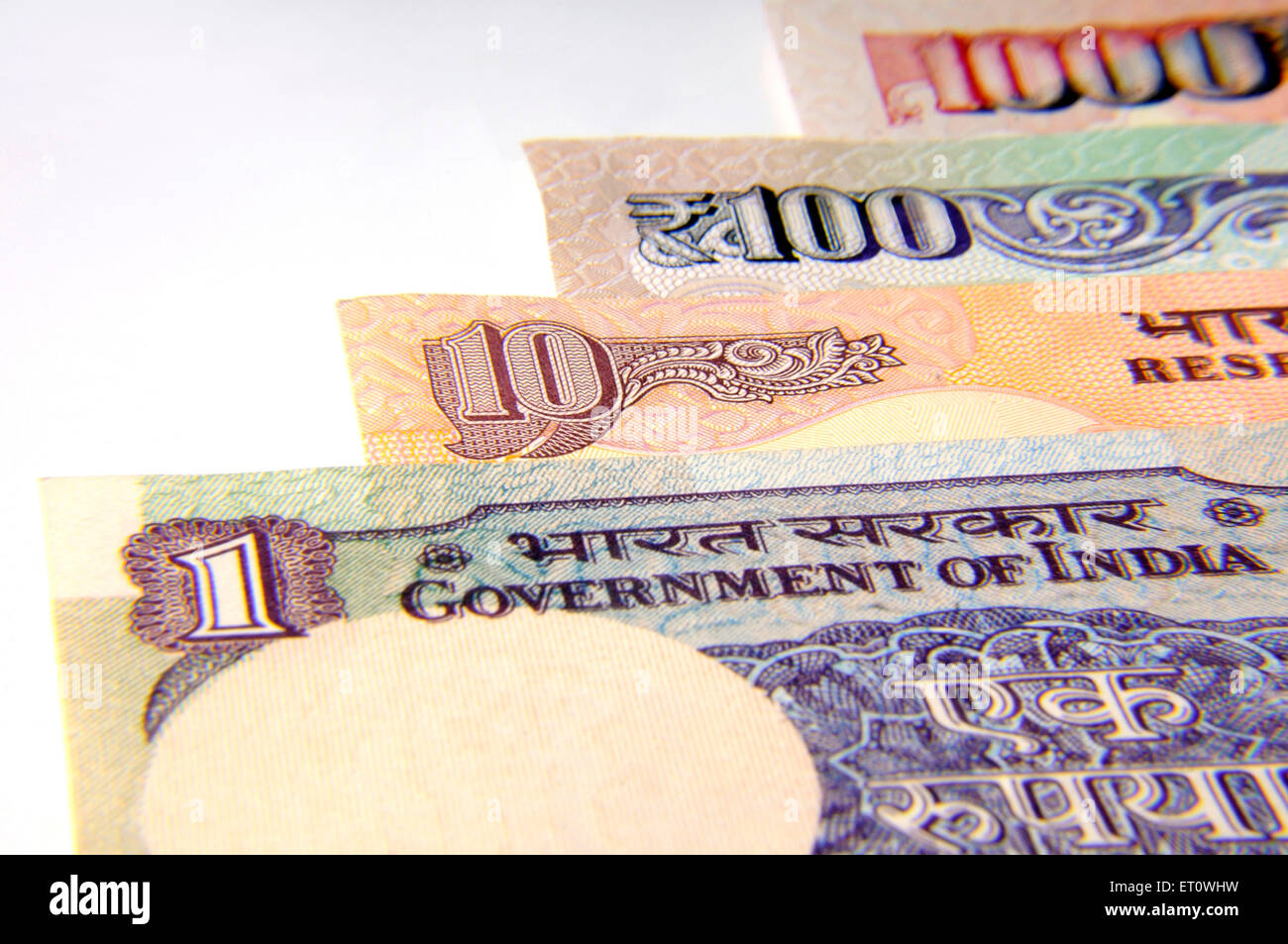 Concetto di valuta indiana note Foto Stock