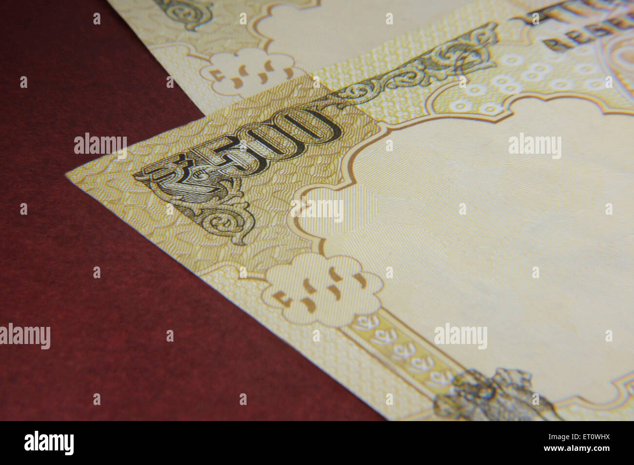 Concetto di valuta indiana cinquecento rupee nota Foto Stock