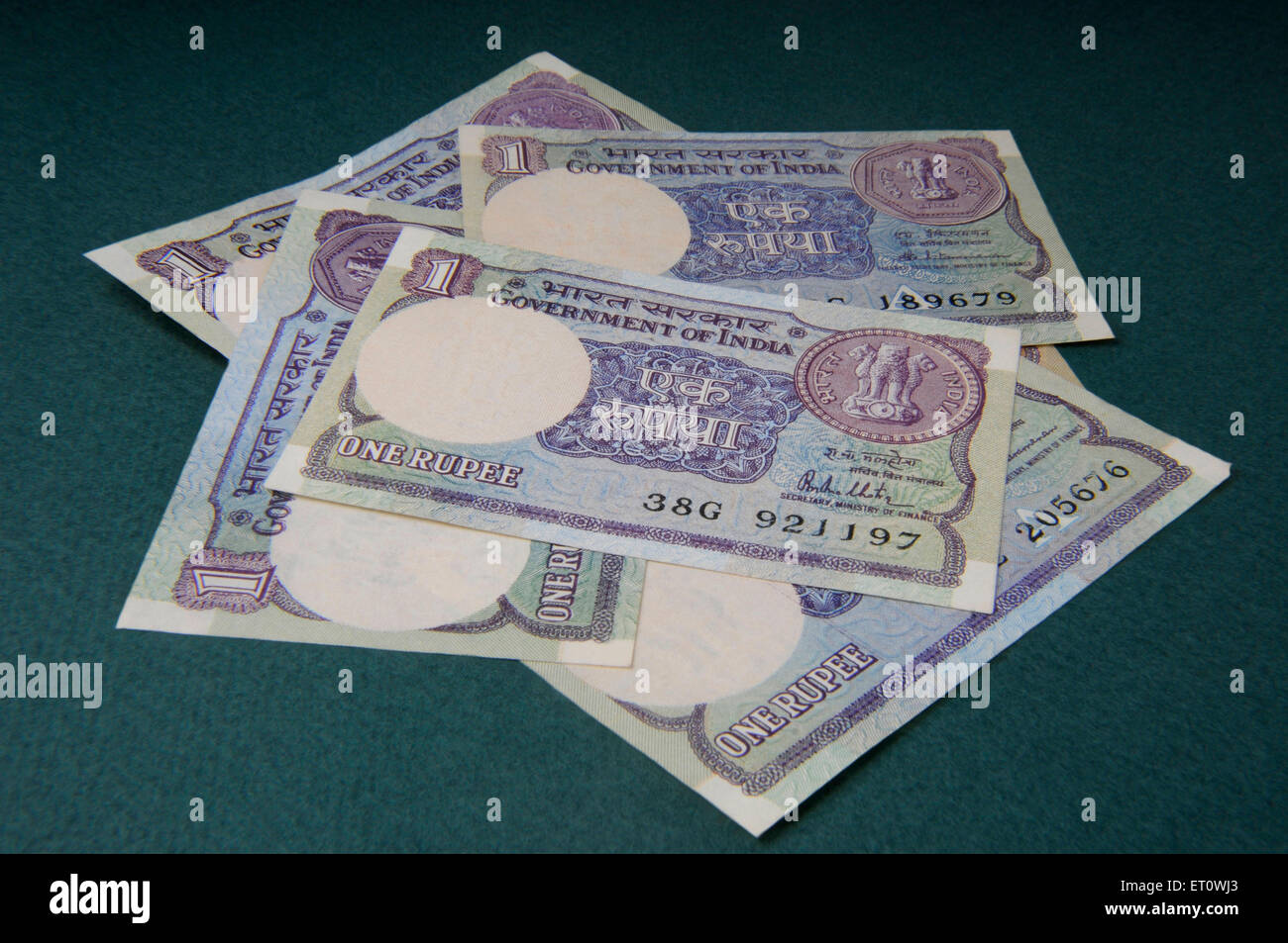 Concetto di valuta indiana una rupee note Foto Stock