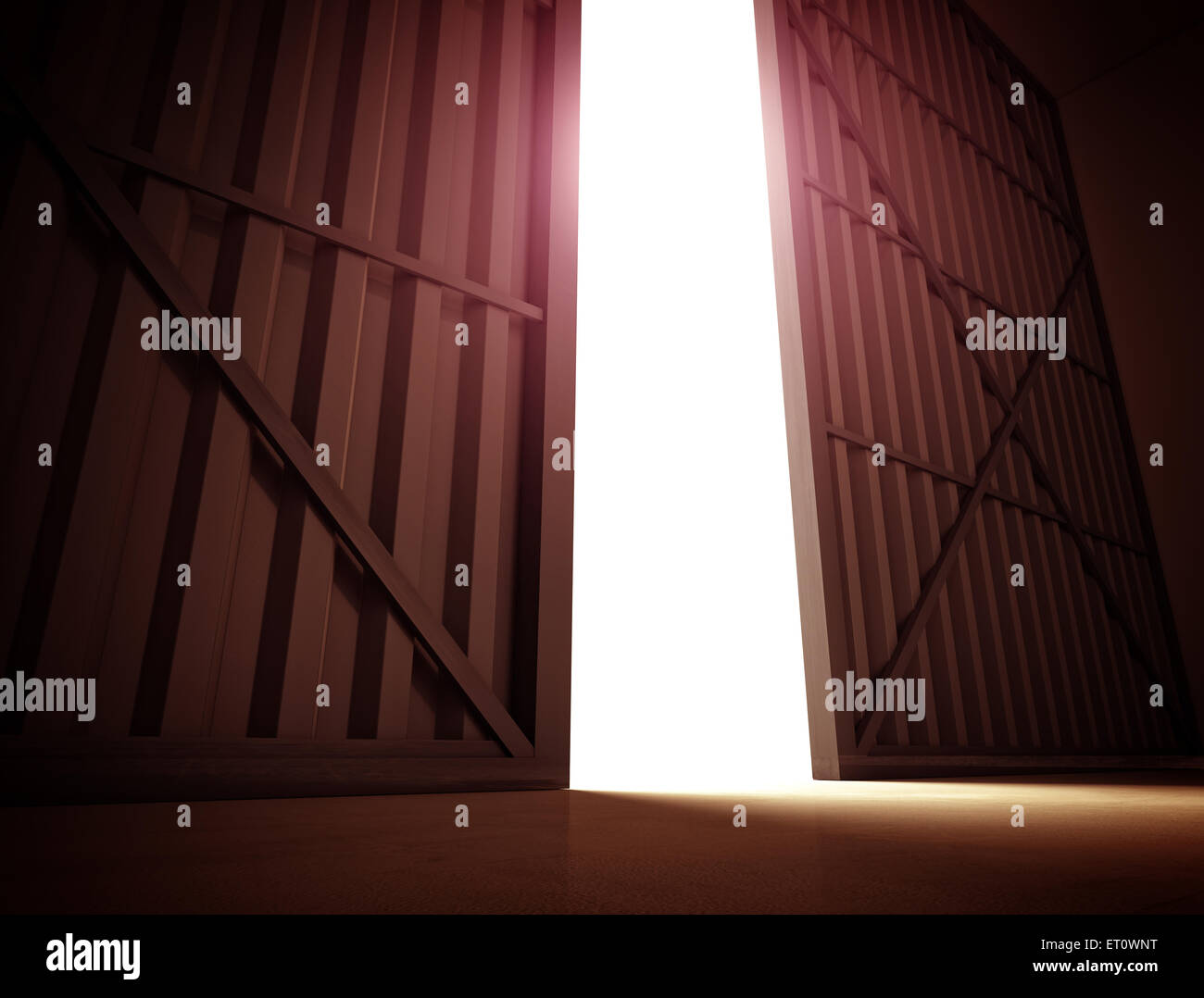 Immagine 3d di enorme hangar porte Foto Stock