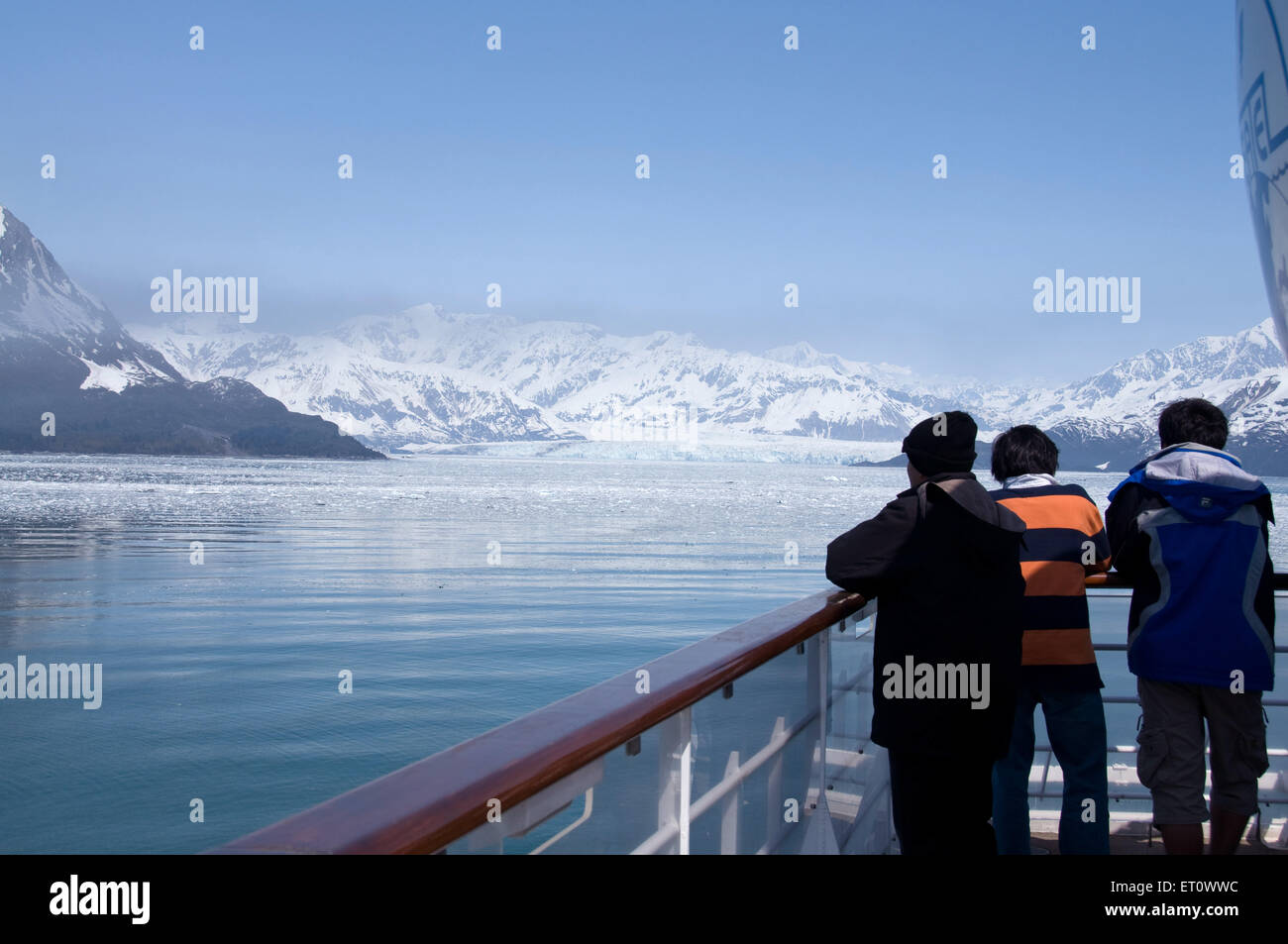Vista del ghiacciaio Hubbard dalla nave in Alaska Cruise USA Stati Uniti d'America Foto Stock