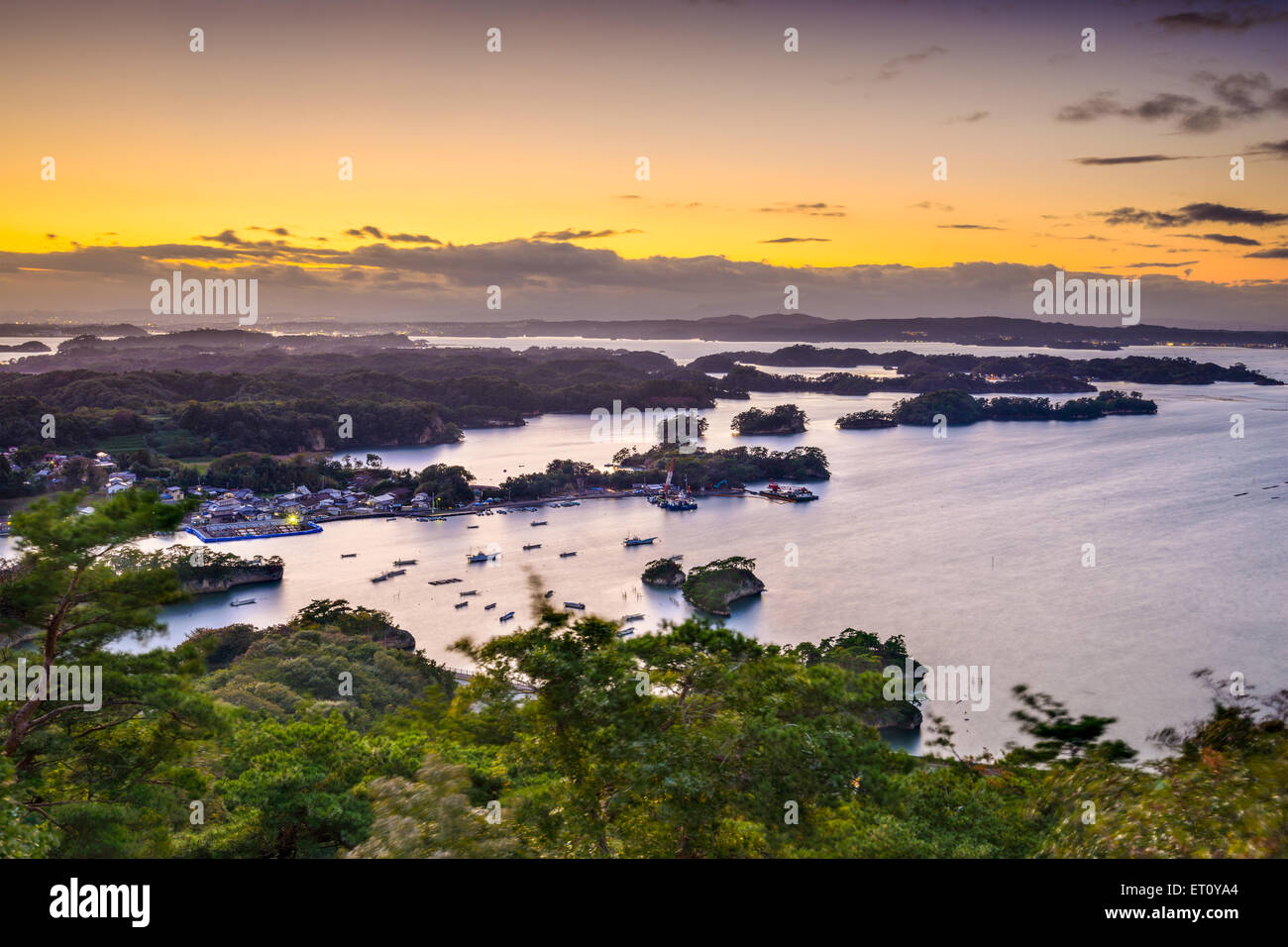 Matsushima, Giappone il paesaggio costiero da Mt. Otakamori. Foto Stock
