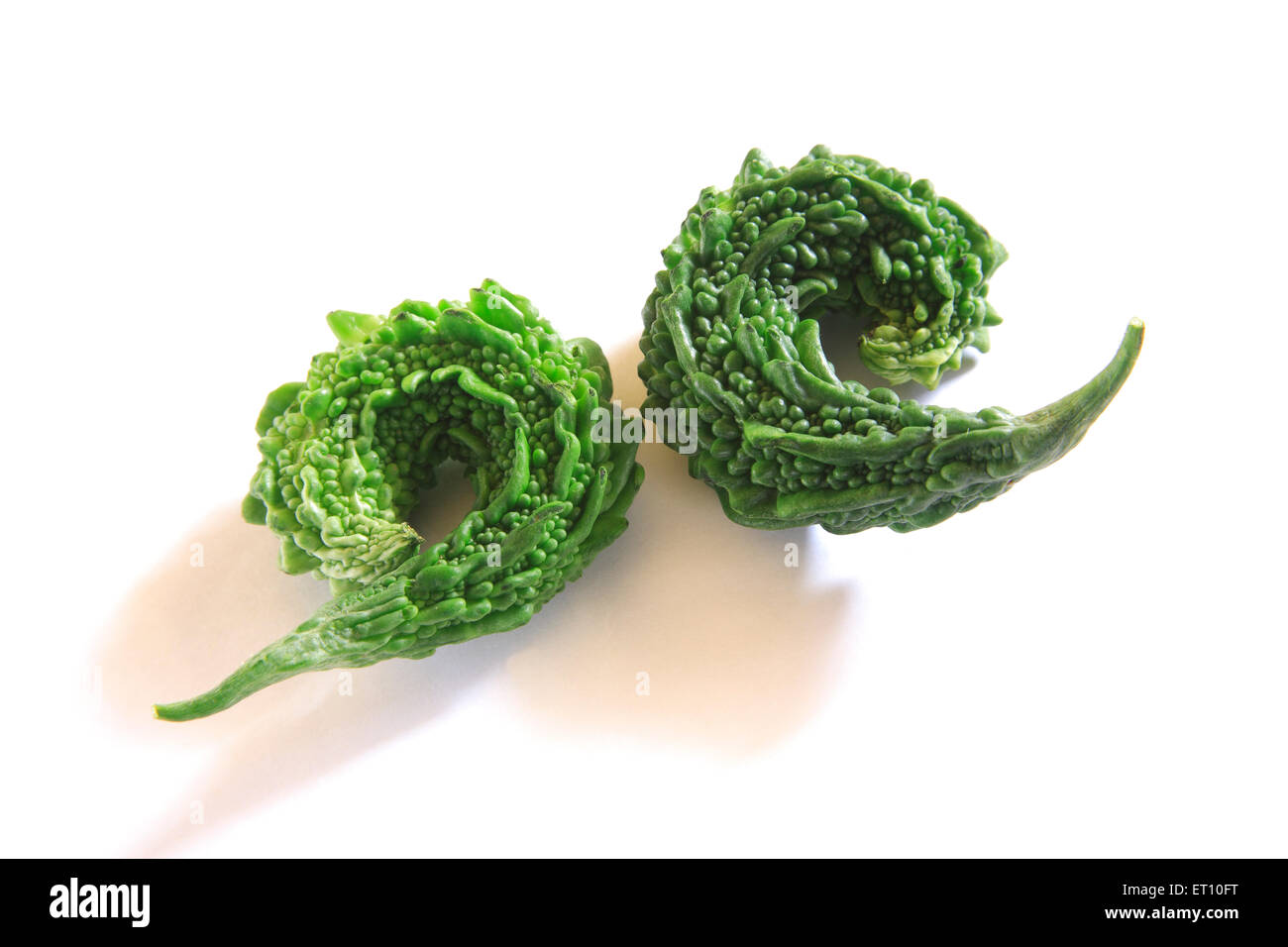 Vegetali verdi ; karela gourd Amaro momordica charantia su sfondo bianco Foto Stock