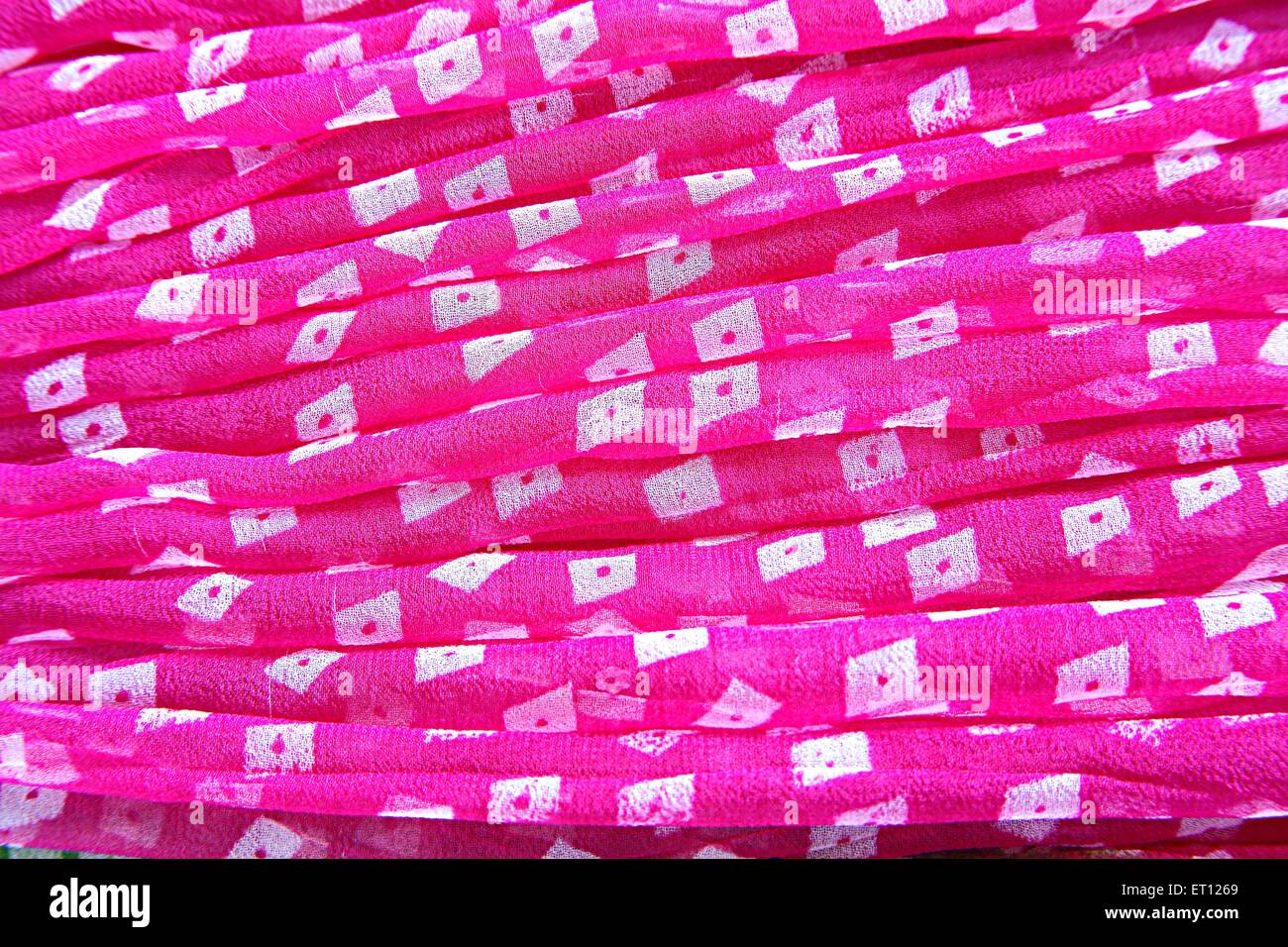 Sari tessuti stampati in cotone, India Foto Stock