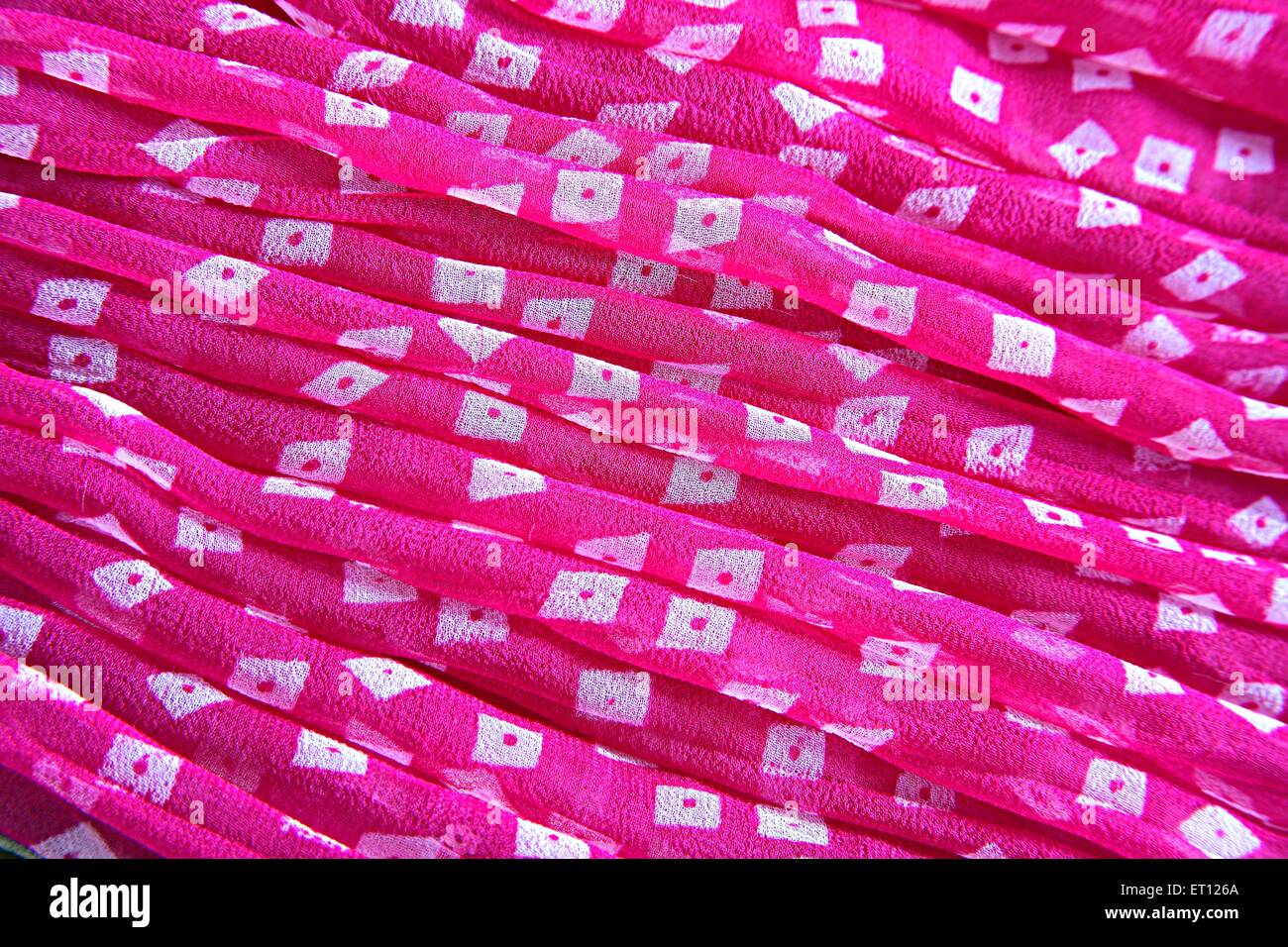 Cotone tessuto stampato sari , India , Asia , asiatico , indiano Foto Stock