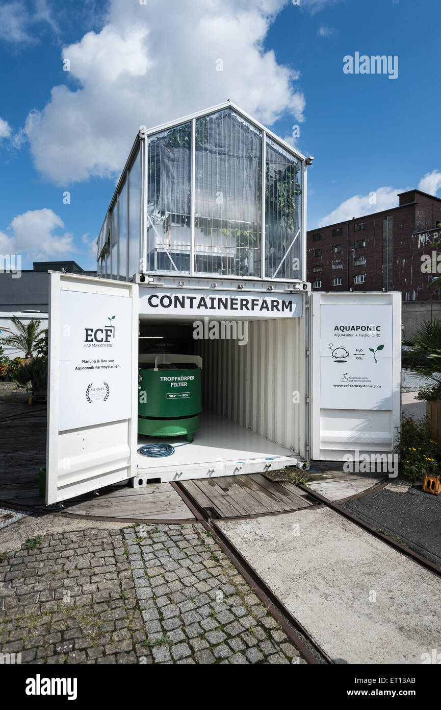 Berlino, Germania, un contenitore farm di ECF Farm Systems Foto Stock Berlino, Germania, un contenitore farm di ECF Farm Systems Foto Stock