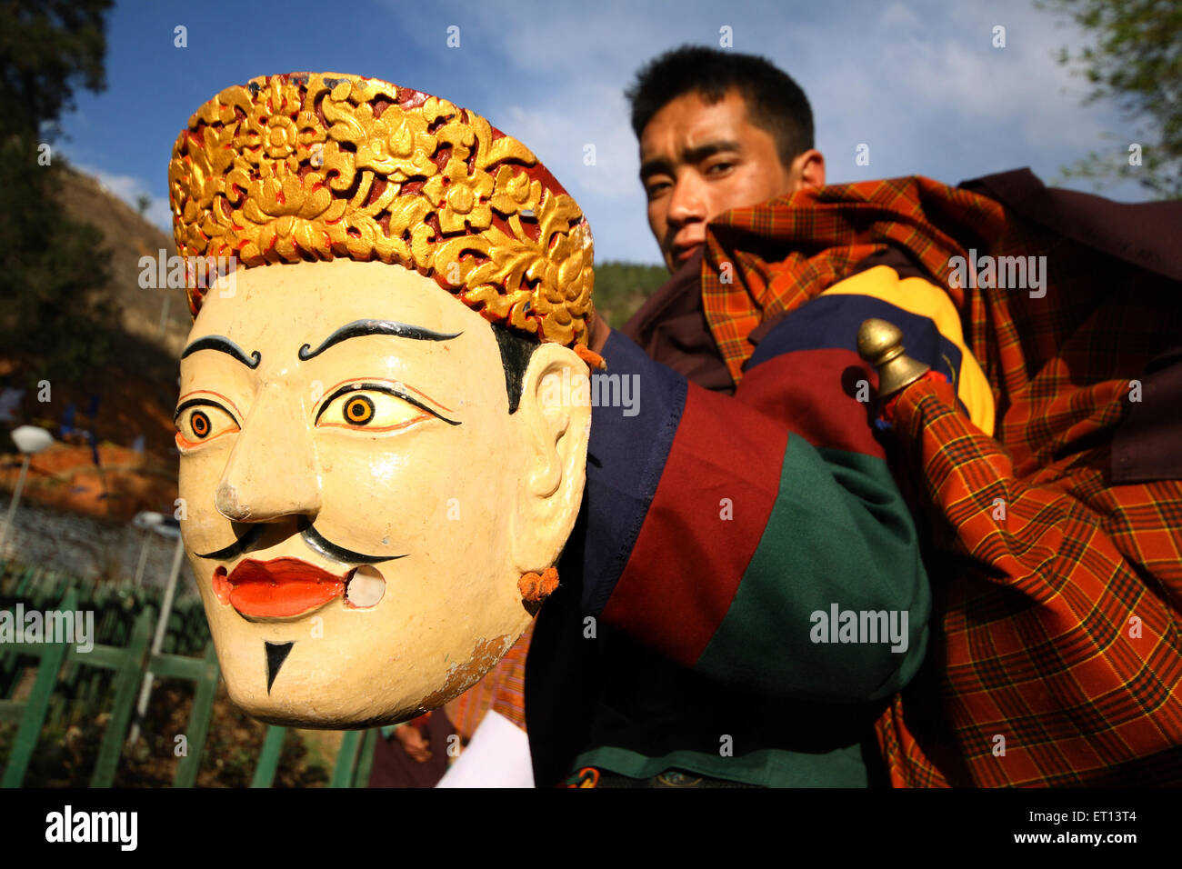 Maschera guerriero ; Paro ; Bhutan Foto Stock