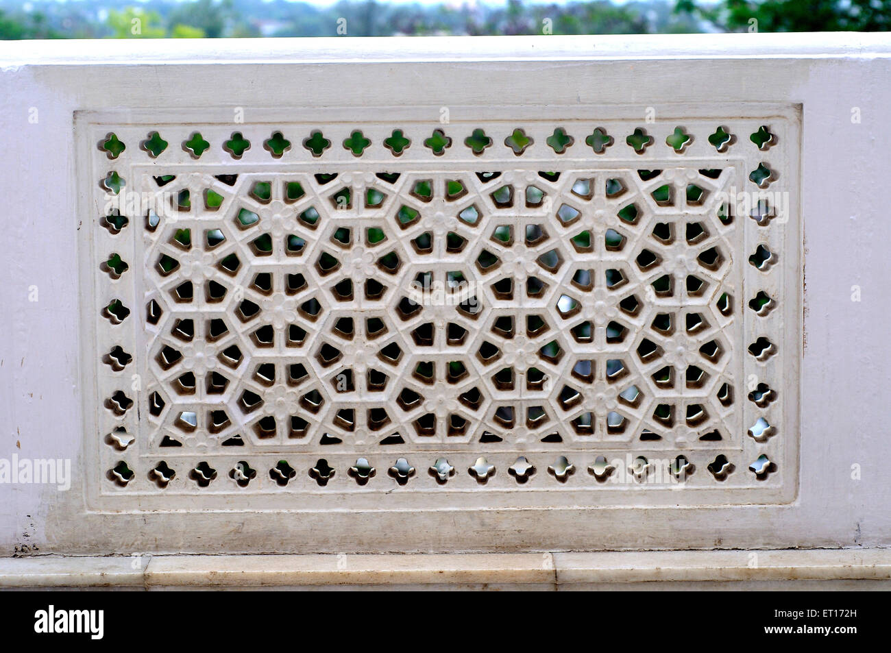 Griglia in cemento, design esagonale jali, India Foto Stock