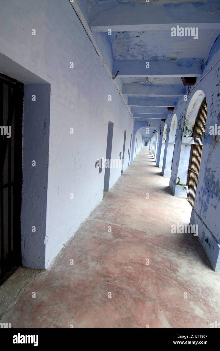 Passaggio o corridoio nella prigione cellulare, Port Blair, Andaman e Nicobar, territorio dell'Unione di India, UT, India, Asia Foto Stock