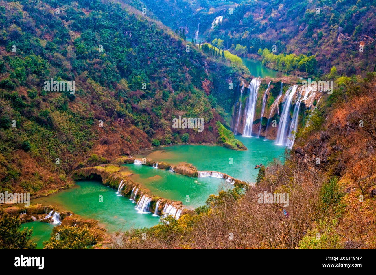 Jiulong cascata in Luoping, Cina Foto Stock