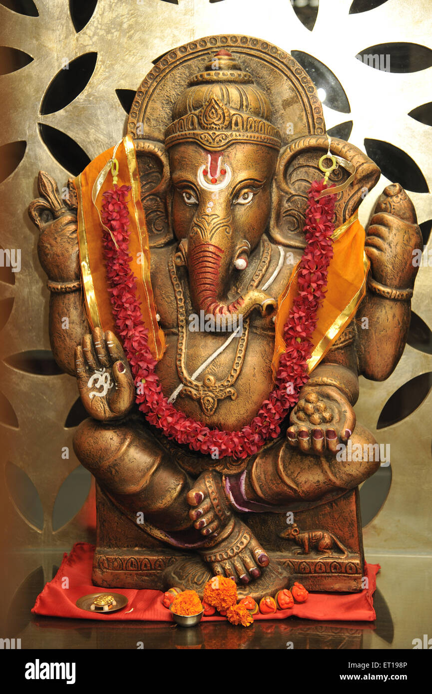 Statua di metallo del Signore Ganesha India Foto Stock