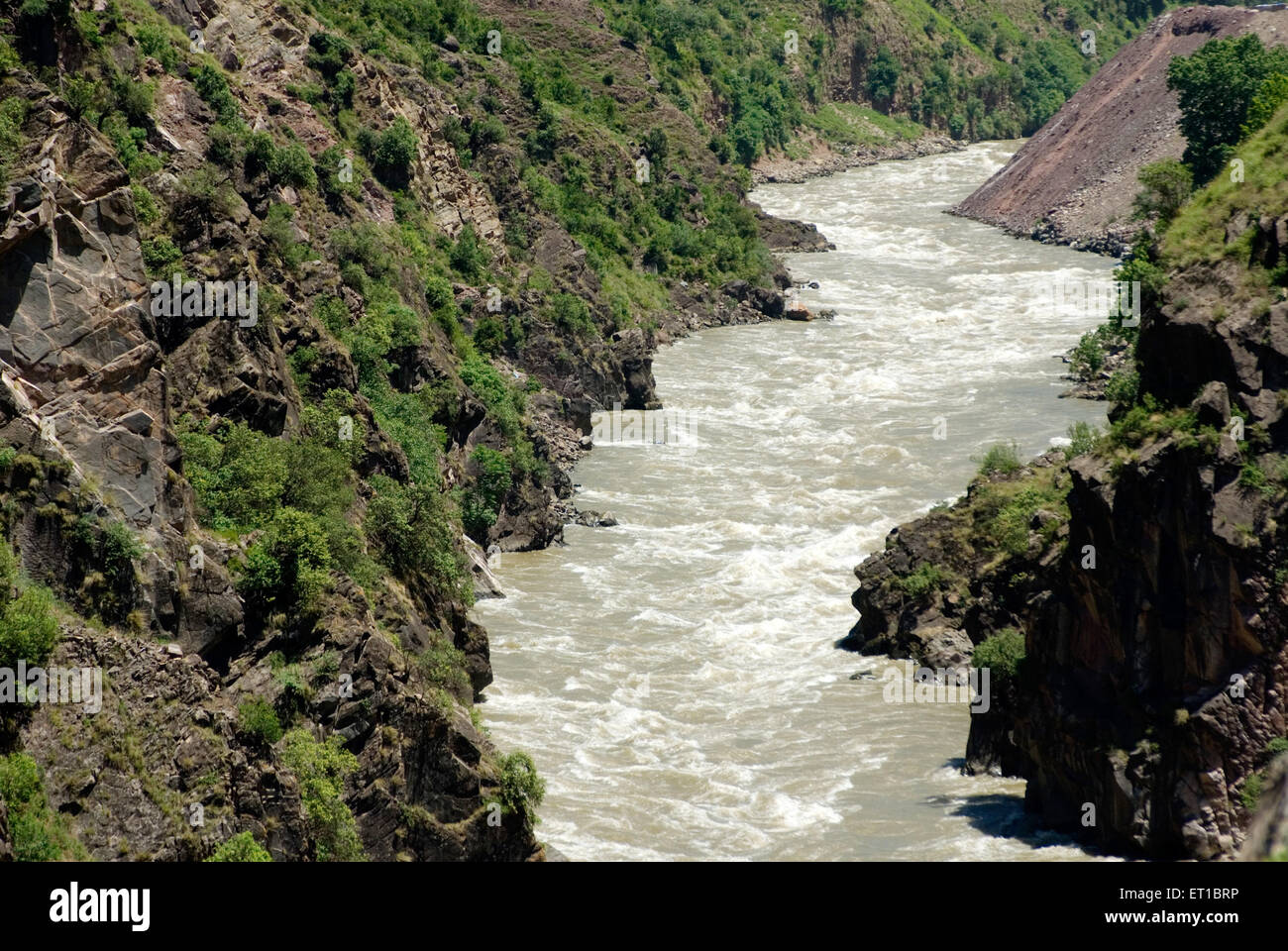 River Jhelum, Uri Sector, Jammu e Kashmir, Union Territory, UT, India, Asia Foto Stock