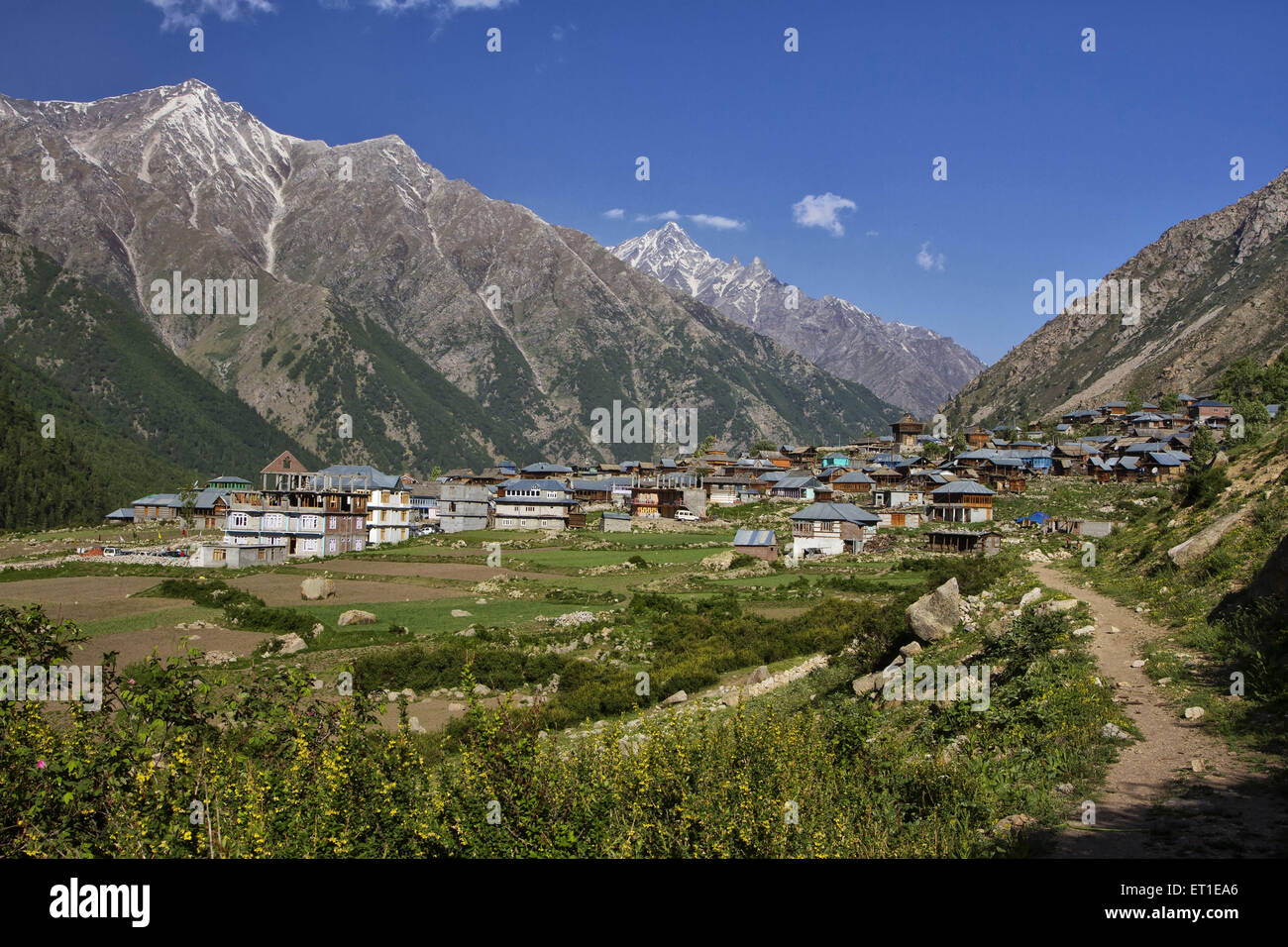 Chitkul villaggio a Kinnaur a Himachal Pradesh India Asia indiano Chhitkul Foto Stock