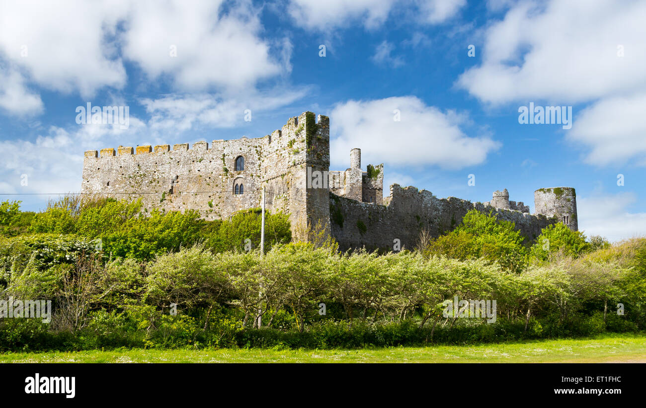 Il Normanno Manorbier Castle West Wales UK Europa Foto Stock