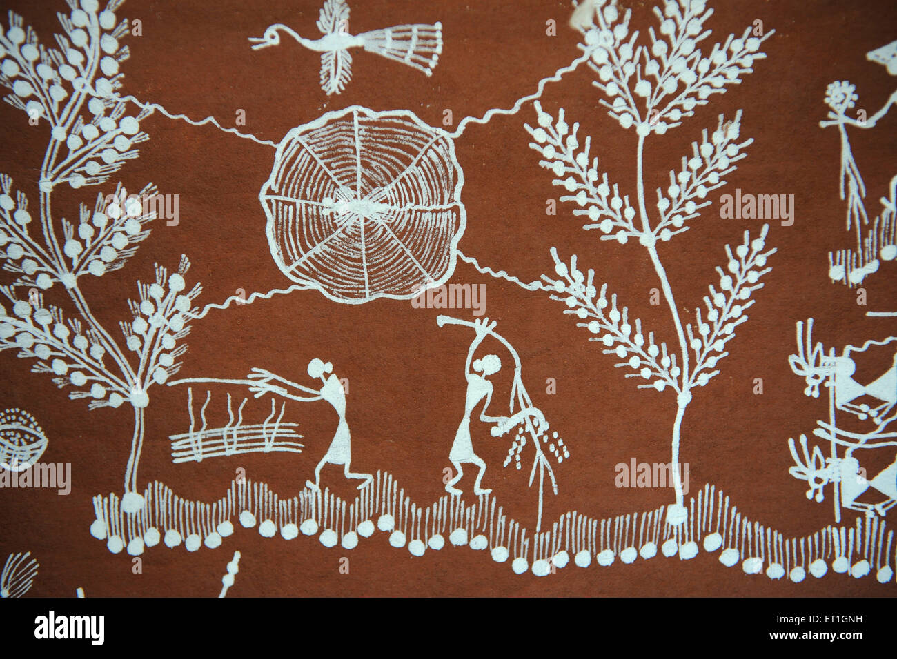 Warli Painting, Warli art, arte tribale, Maharashtra, India, Asia Foto Stock