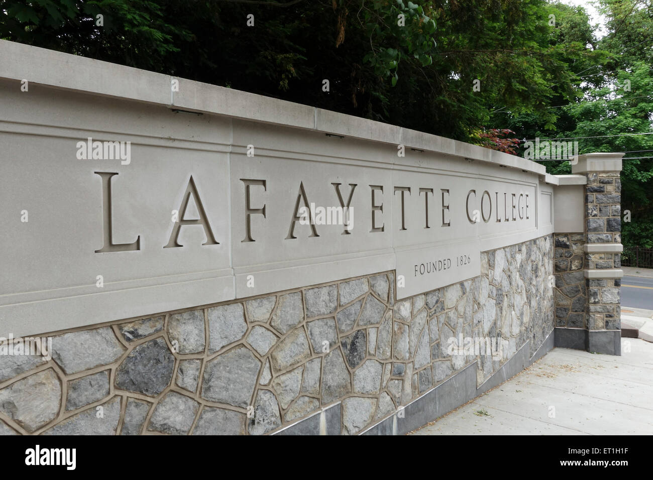 Segno di Lafayette College, privato di arti liberali college, Easton, Pennsylvania, USA. Foto Stock