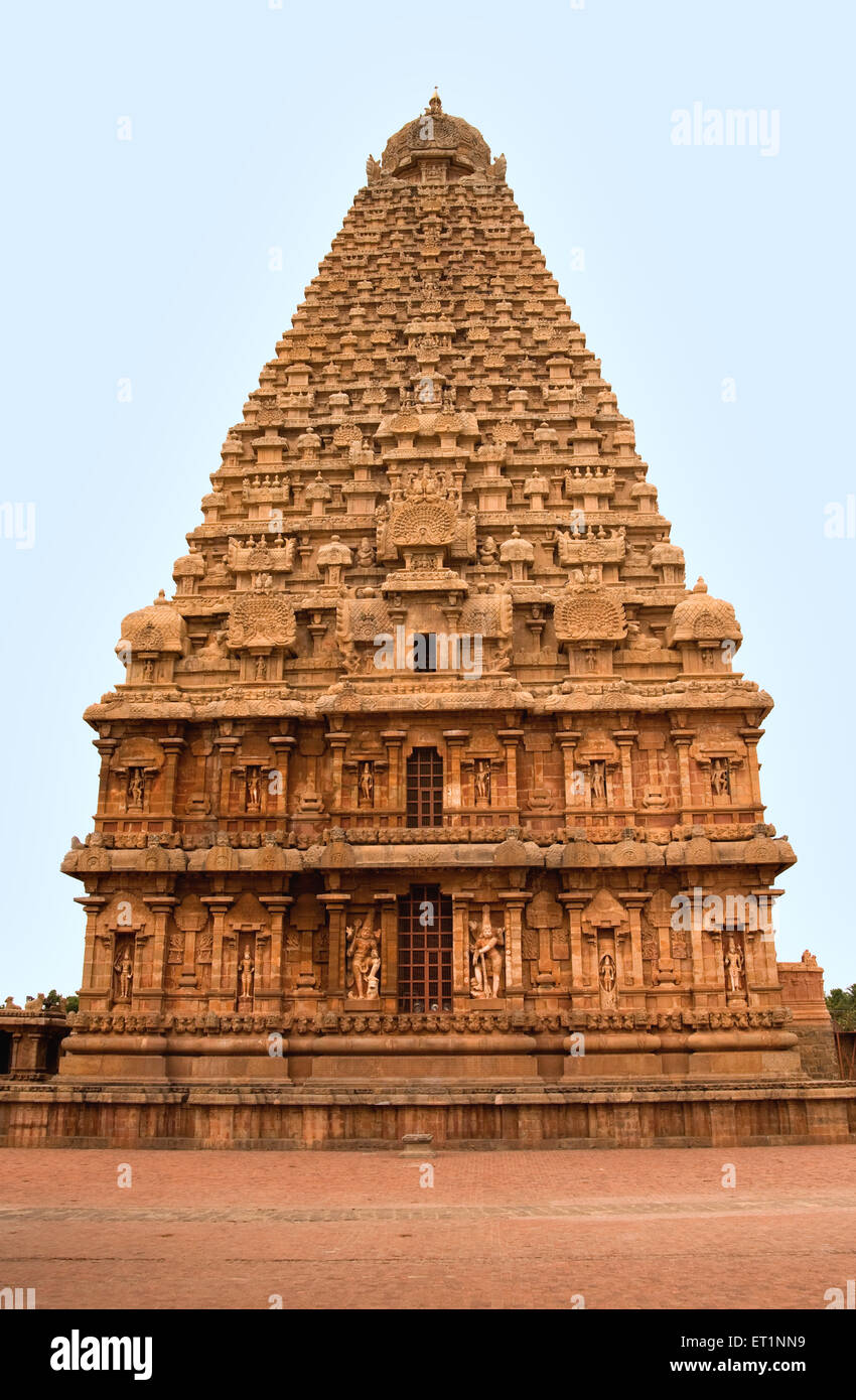Lato posteriore del tempio brihadeshwara ; Thanjavur ; Tamil Nadu ; India Foto Stock