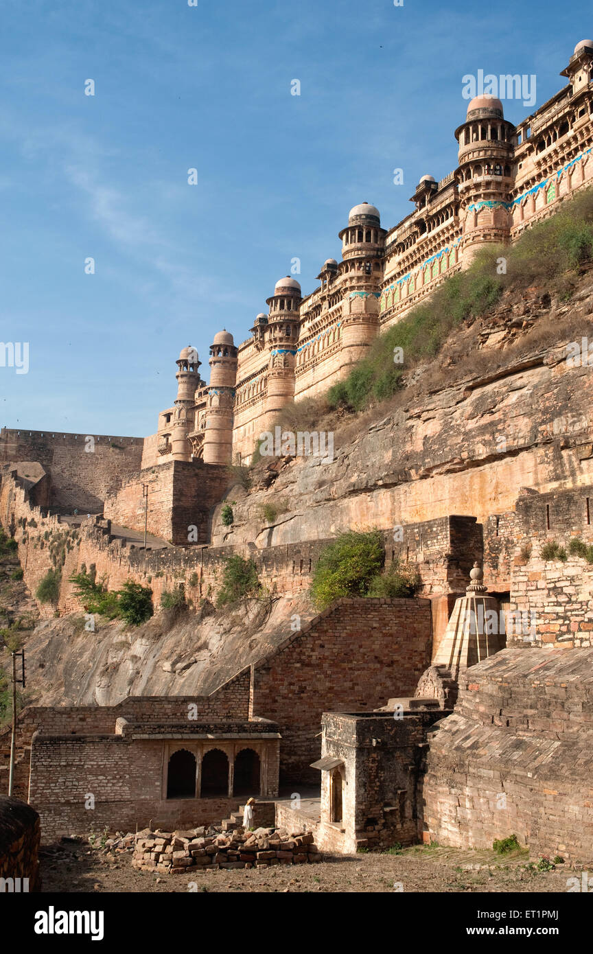 Fortezza di Gwalior ; fortezza di collina ; Madhya Pradesh ; India ; Asia Foto Stock