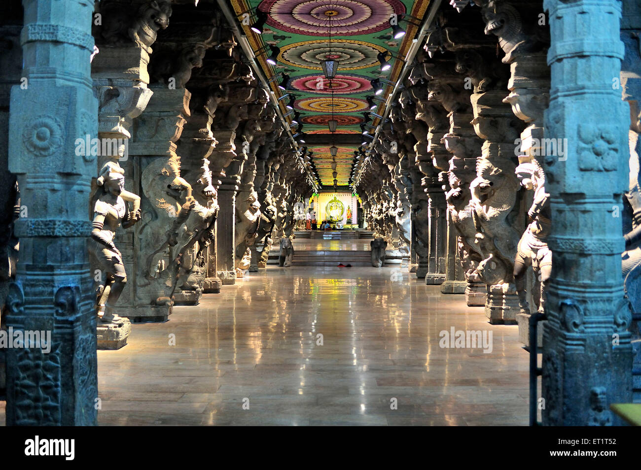 Mille pilastro hall presso il Tempio di Madurai a madurai a Tamilnadu india asia Foto Stock