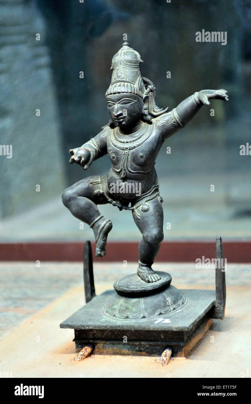 Statua di bronzo di Krishna dinastia dei Chola nel Tempio di Madurai madurai tamilnadu india asia Foto Stock