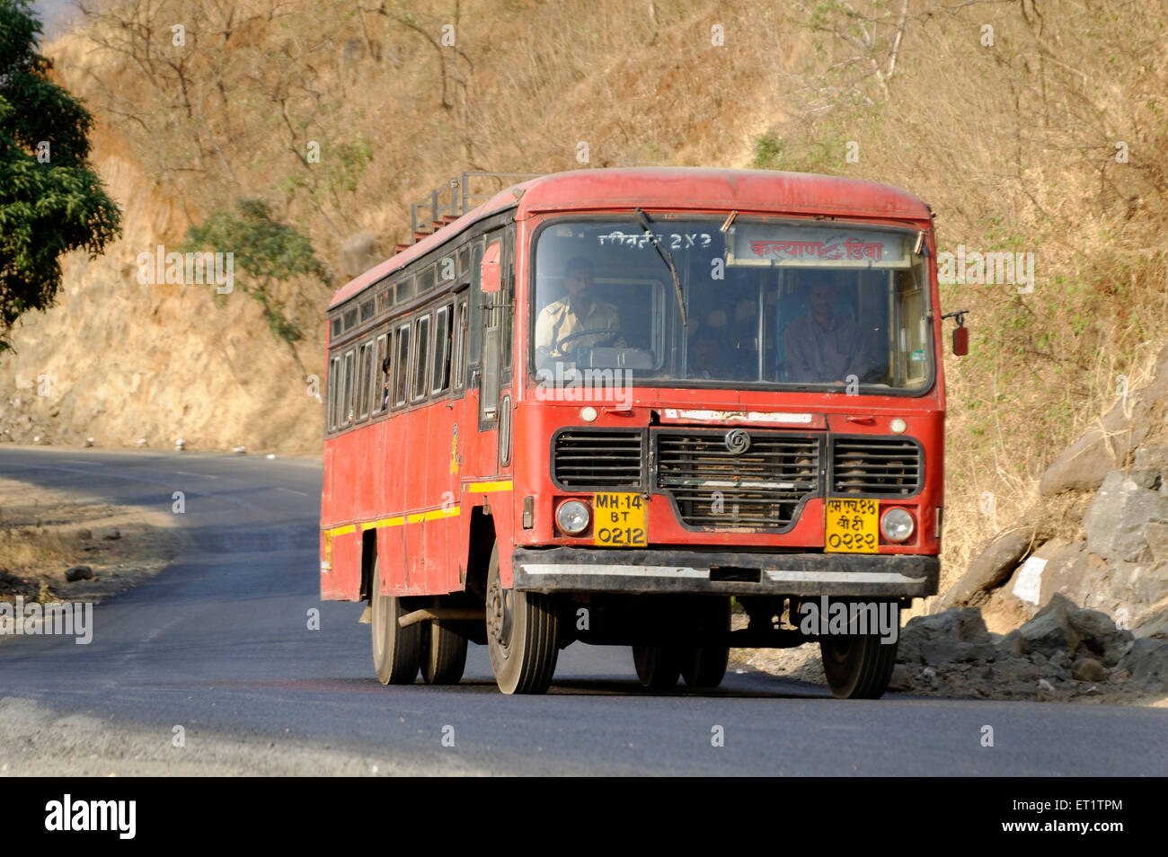 Bus msrtc in malshej ghat a Maharashtra india asia Foto Stock