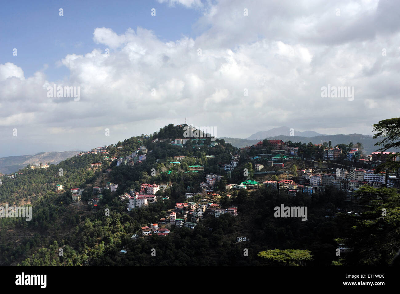 Vista aerea della città in Shimla a Himachal Pradesh India Asia Foto Stock