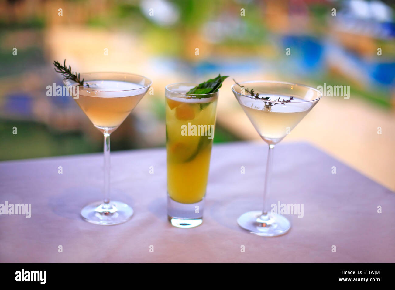 Bevande fresche a base di gin in bicchiere Foto Stock