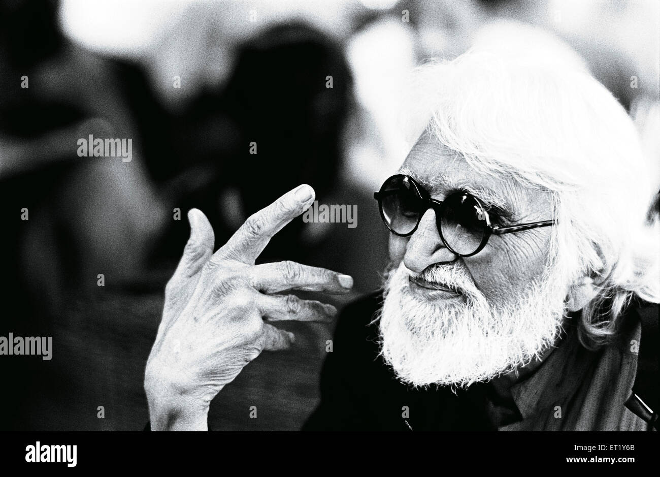 M F Husain ritratto pittore indiano Foto Stock