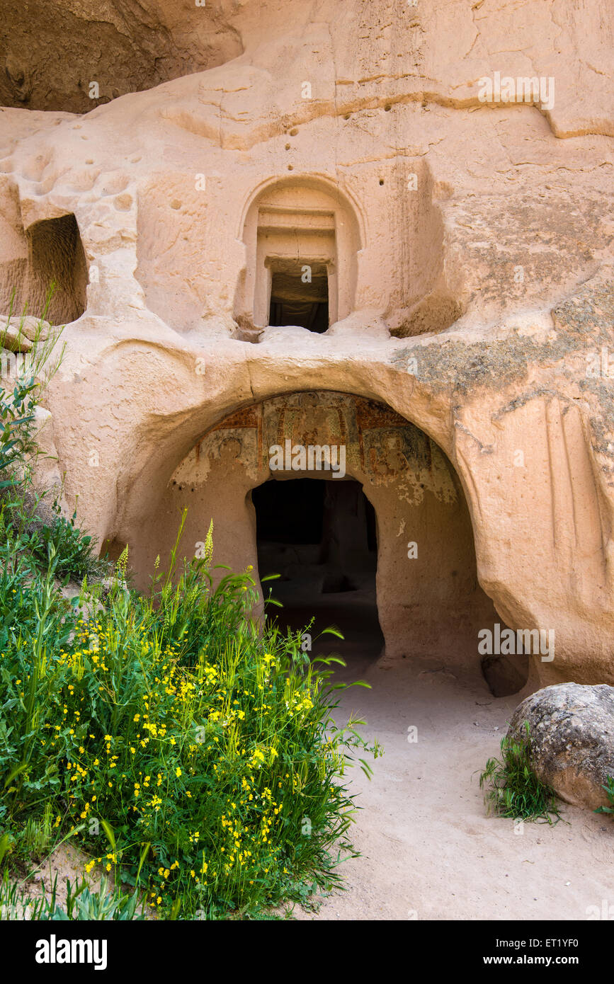 Uzumlu Kilise o chiesa di uva, Zelve open air museum, Cappadocia, Turchia Foto Stock