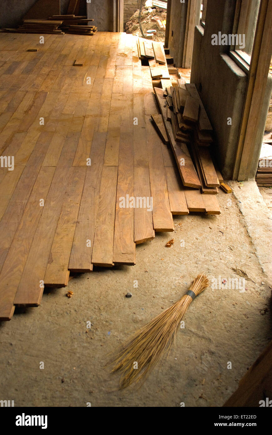 Pavimenti in legno, Dehradun, Dera Doon, Uttaranchal, Uttarakhand, India, Asia Foto Stock
