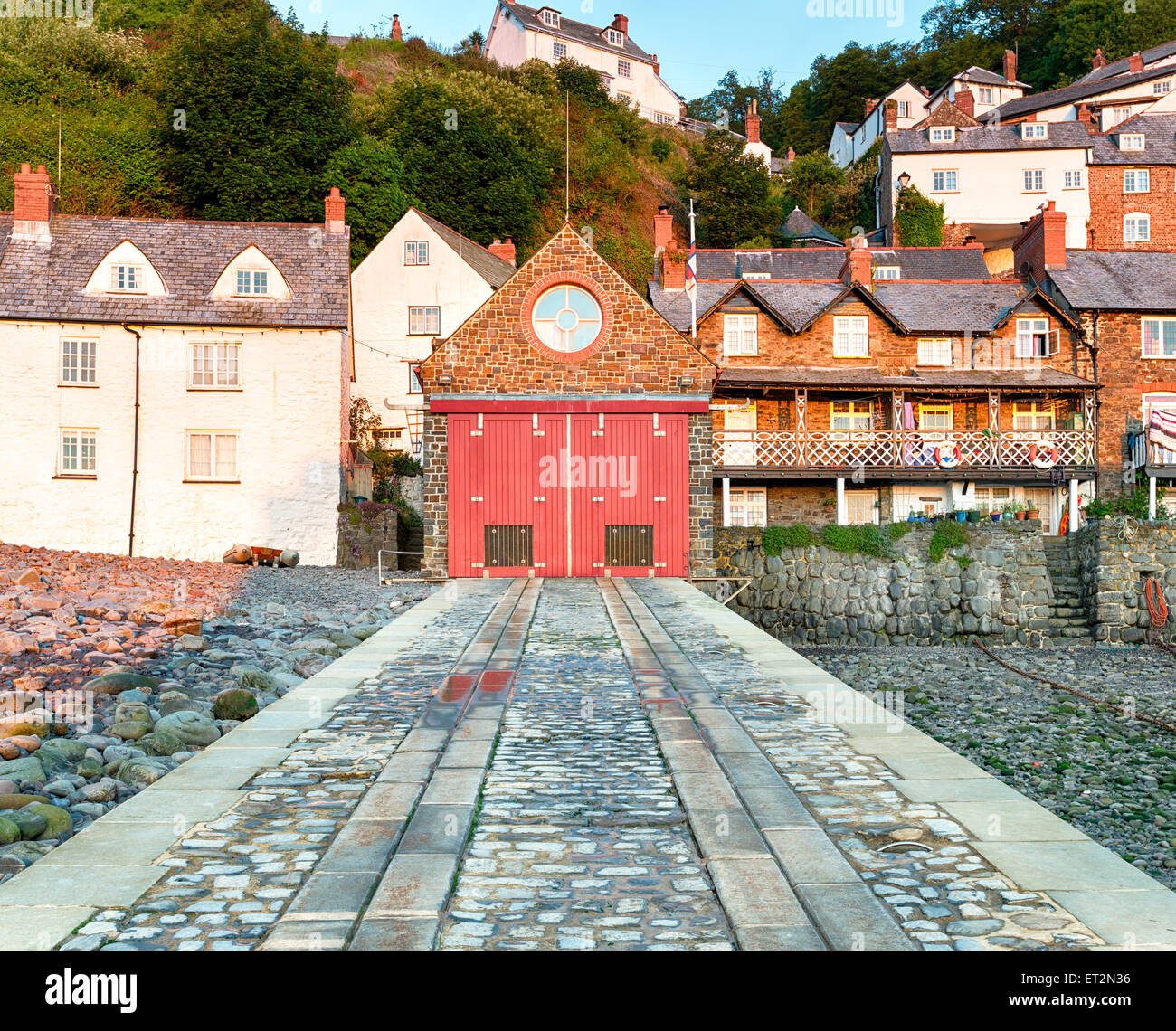 Una sorta di scivolo a Clovelly sulla North Devon Coast Foto Stock