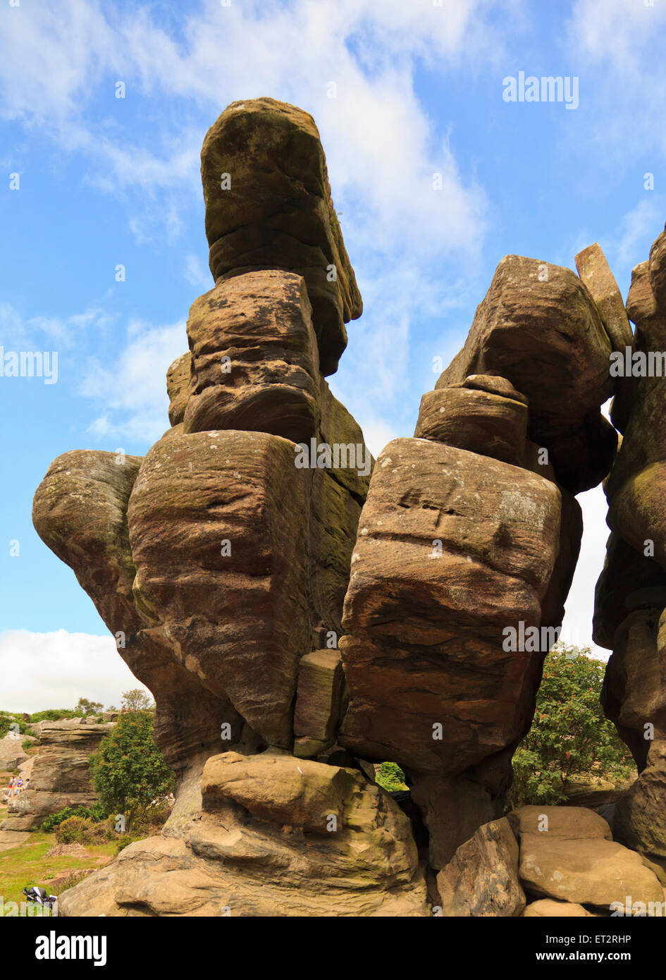 Brimham Rocks, Brimham Moor, National Trust area di proprietà in North Yorkshire, Inghilterra Foto Stock