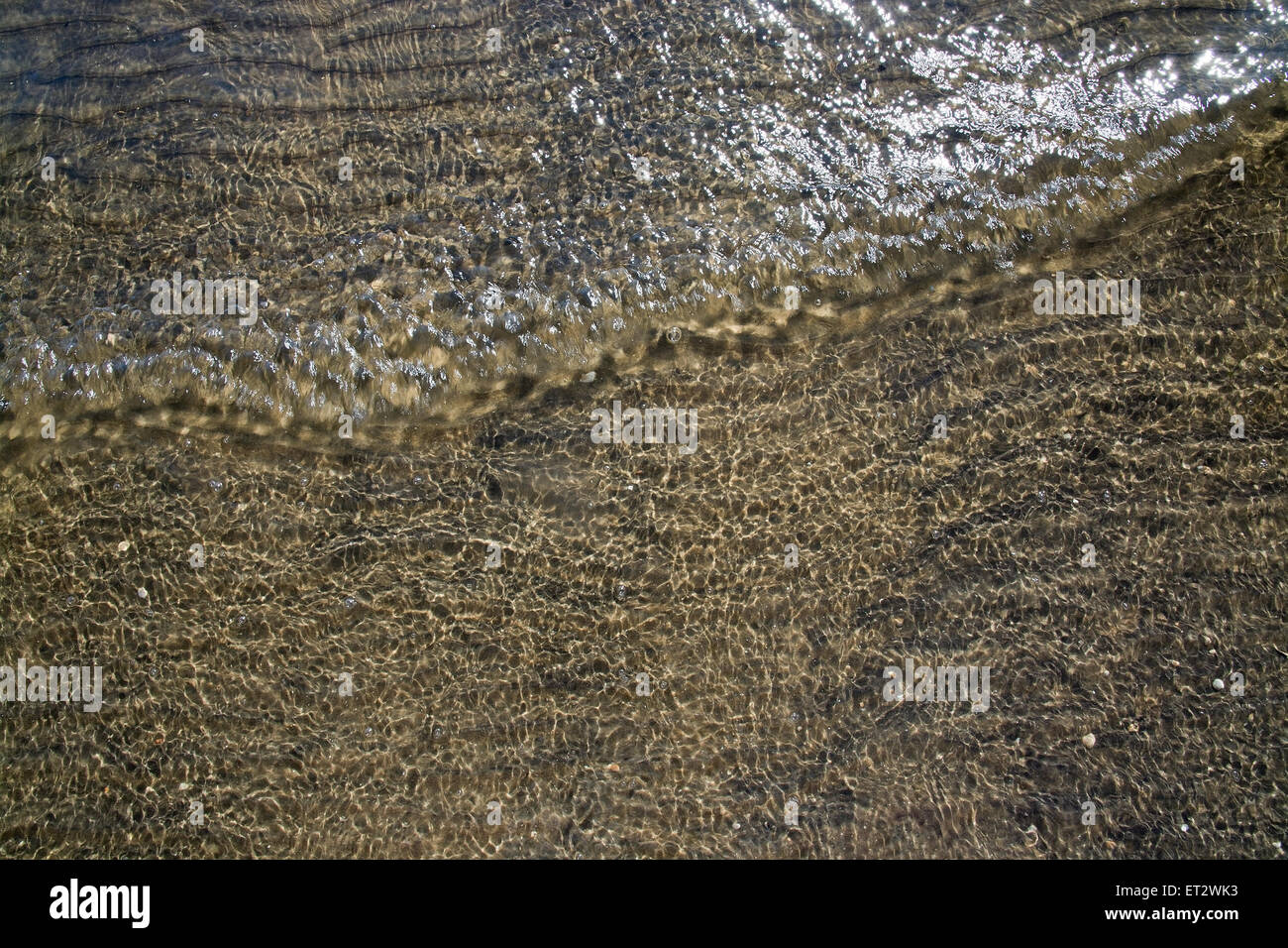 Astratto modello di acqua con piccole onde e glitter, seaside organici naturali dettaglio del paesaggio. Foto Stock