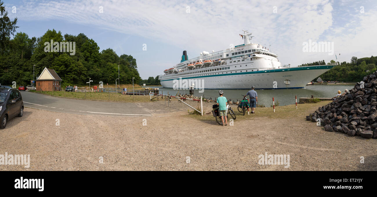 Rendsburg, Germania, Albatros sul canale di Kiel Foto Stock