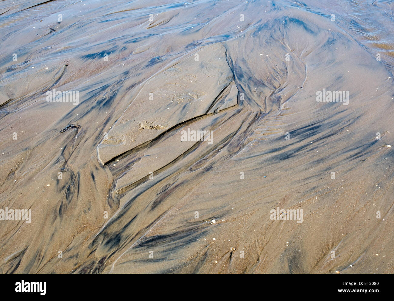 Abstract sedimenti sabbiosi pattern, mare naturale paesaggio organico dettaglio. Foto Stock