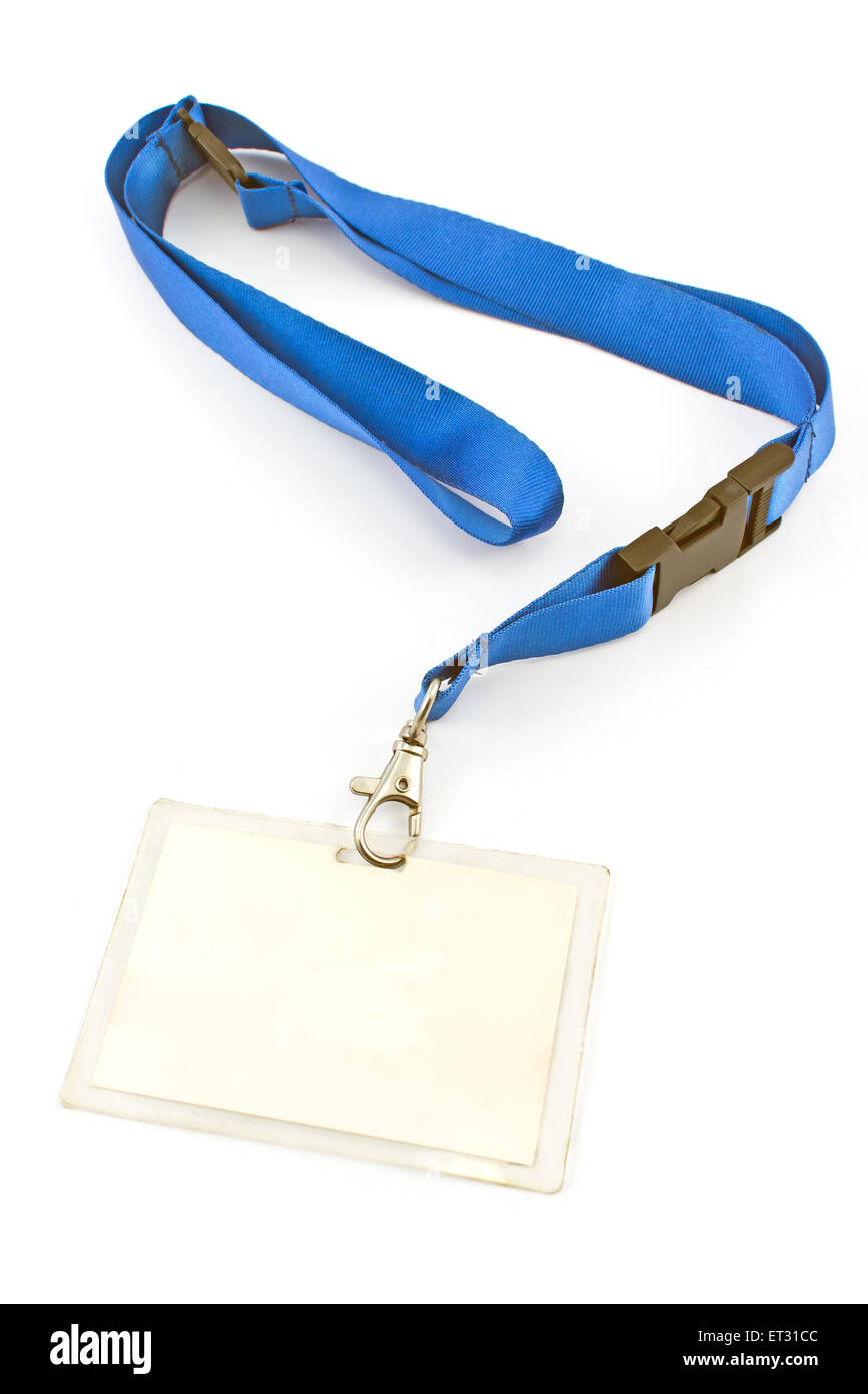 Blank scheda ID tag isolato su bianco Foto Stock