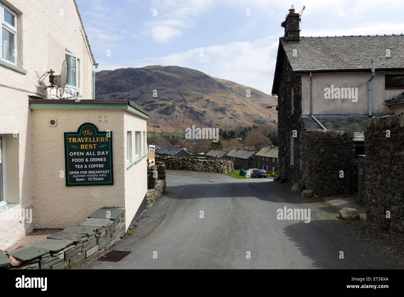 Il resto dei viaggiatori in Glenridding Lake District Cumbria Regno Unito Foto Stock