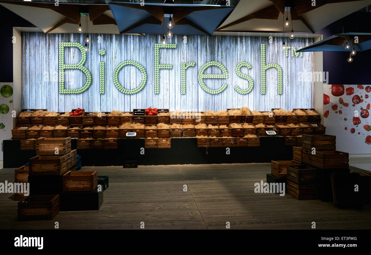 Berlino, Germania, decorazione con la scritta BioFresh a IFA 2014 Foto Stock