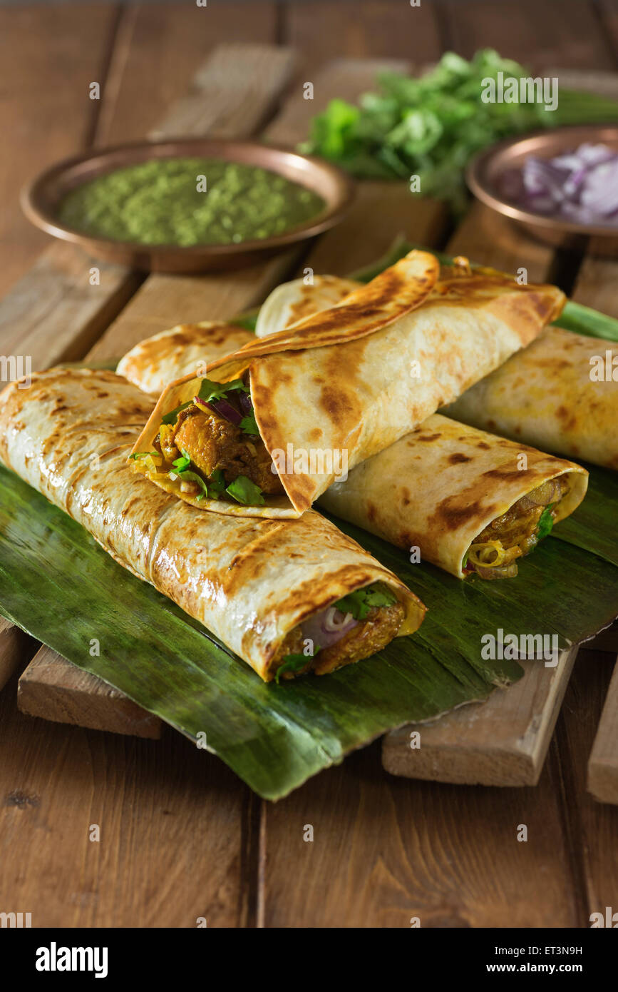 Kathi rotoli. Indian street food Foto Stock