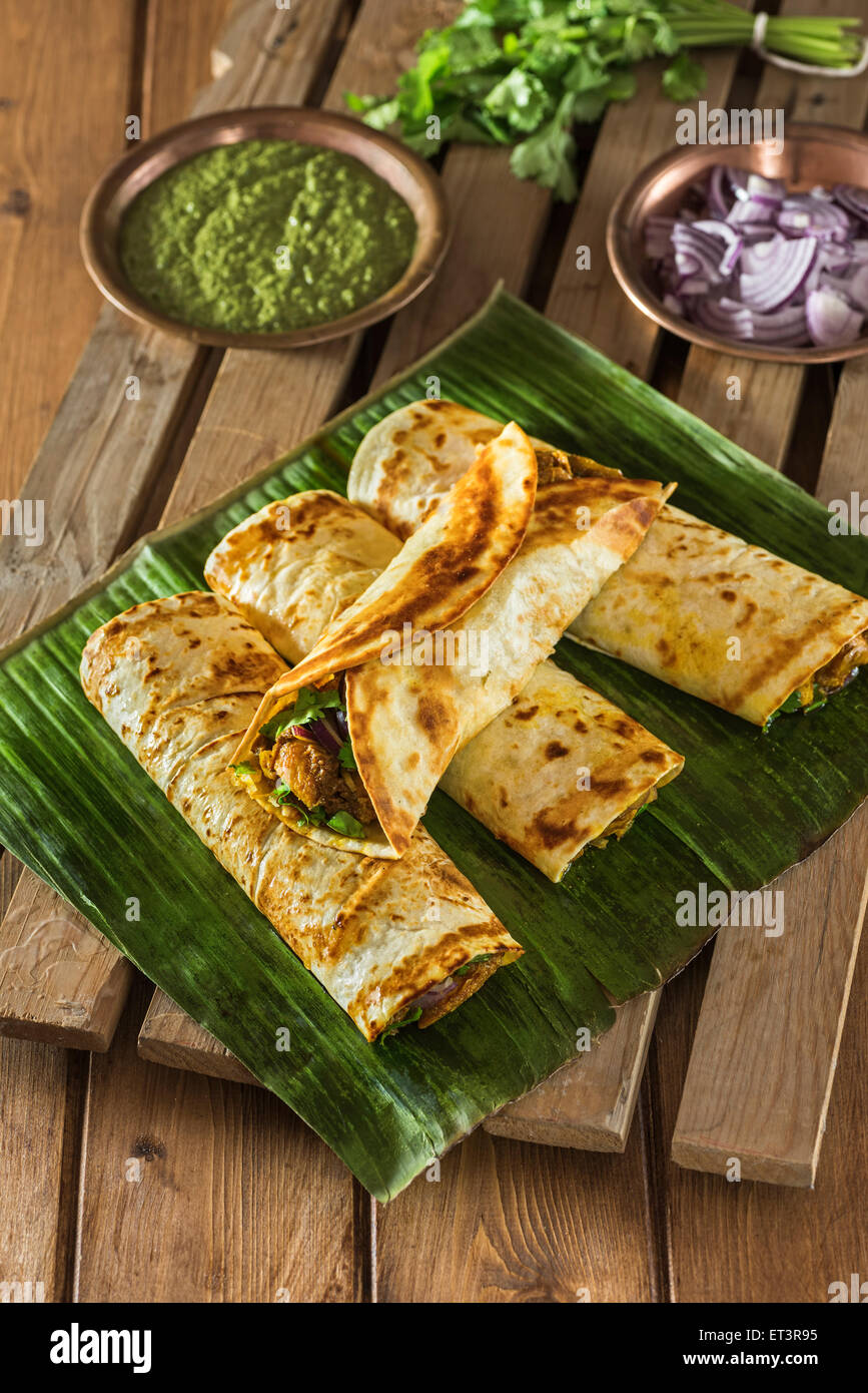 Kathi rotoli. Indian street food Foto Stock