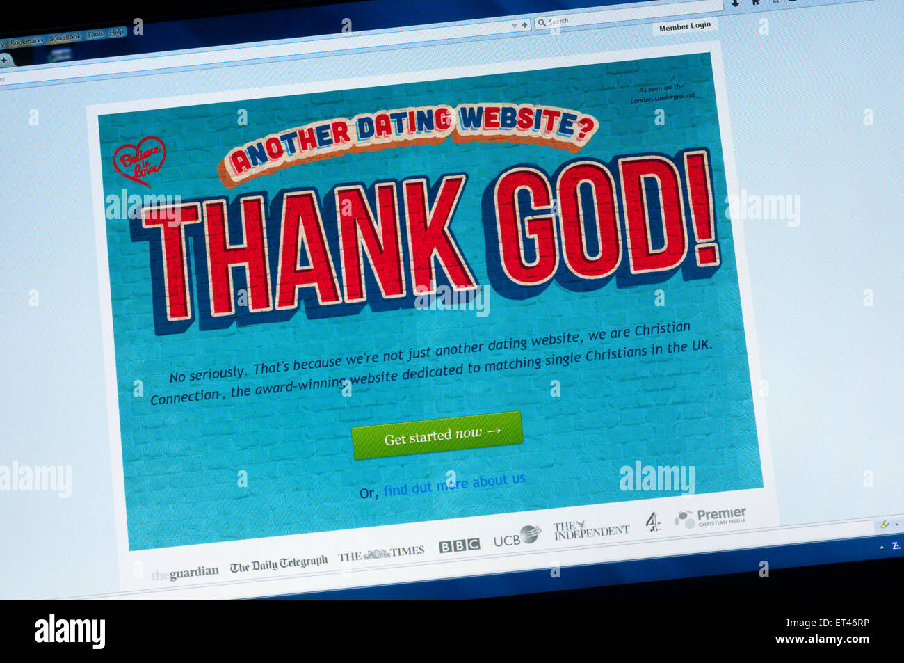La home page di Christian dating website, connessione cristiana. Foto Stock