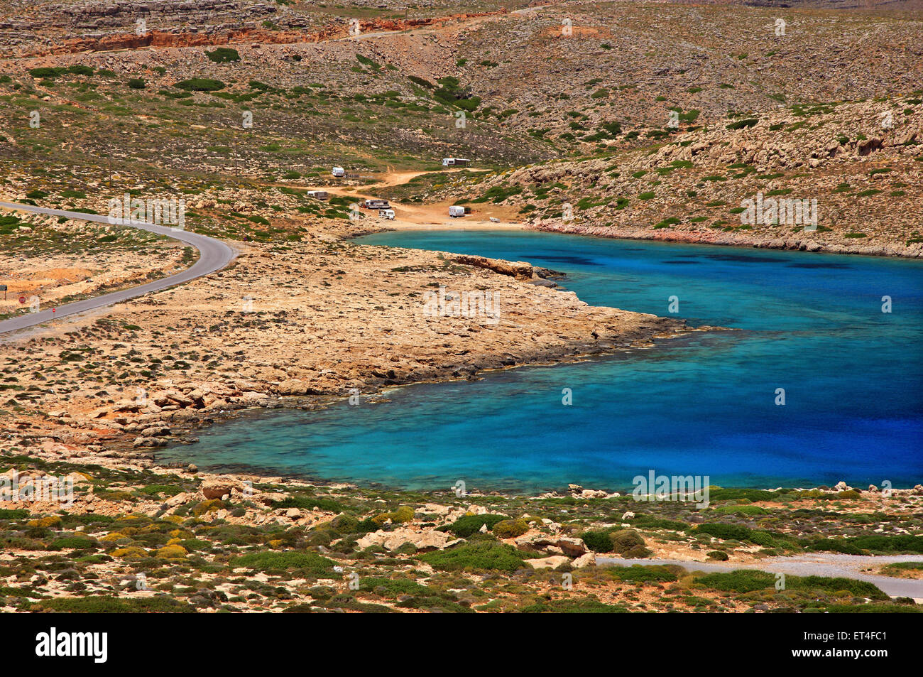 Passaggio dicavo Sidero (Capo Sidero) sul nord-est 'Edge' dell'isola di Creta, Comune di Sitia, prefettura di Lasithi in Grecia. Foto Stock